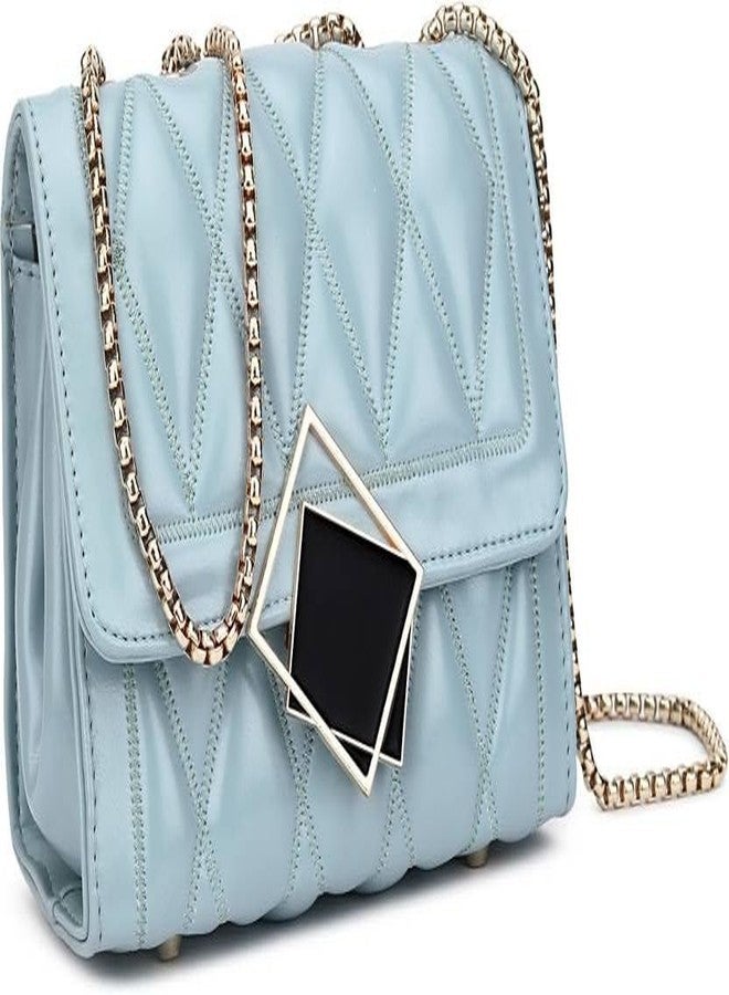 KRIFTY Cross Body Sling Bag for Women with Gold Chain (Bluee) - Image 1